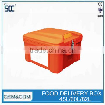 60L Orange Scooter box for food delivery, delivery box for food, food delivery box