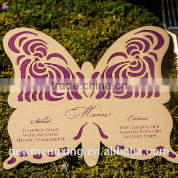 Butterfly shape laser cut wedding card Programe Menu