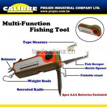 CALIBRE Led light multi-purpose tool with Fish Scraper Fishing Tool with Weight Scale