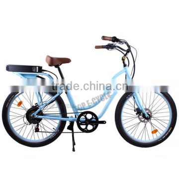 2015 fashionable design CE cheap blue color beach cruiser electric bike