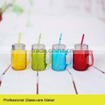hot selling 4pcs Glass mason jars straw