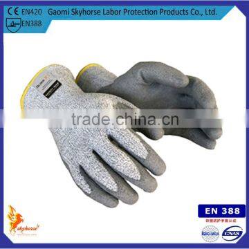 NMSAFETY CE EN388 Cut level 5 coated PU cut protecting working glove/cut resistant gloves