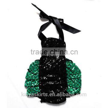 Wholesale black sequin green mermaid halter stylish baby romper dress summer