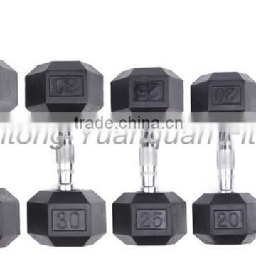 Crossfit Hex Rubber Dumbbell with Chromed Steel Handle