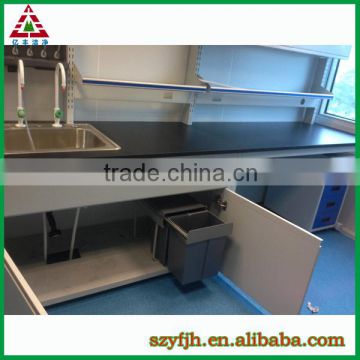laboratory furniture for medical physical chemical biological lab, full steel or steel wood island or wall bench