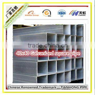 Q235 40X40 Square ASTM A500 Galvanized Steel Pipe