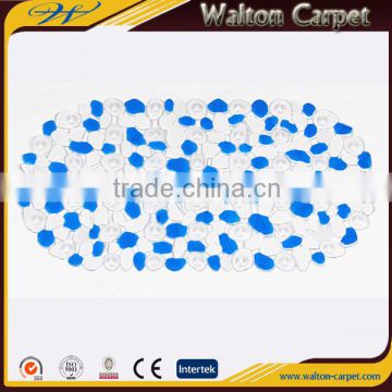 Oval anti-slip blue&ewhite scree pvc bath mat