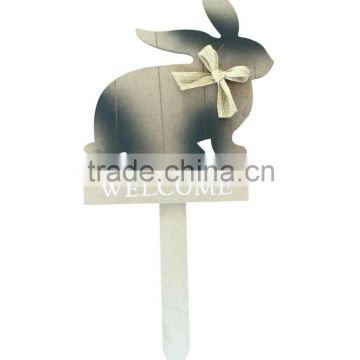 Easter wooden rabbit decoration for garden Easter wooden crafts gifts with hemp rope ribbon easter garden wooden rabbit