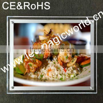 Wall mounted restaurant backlit acrylic digital photo frame