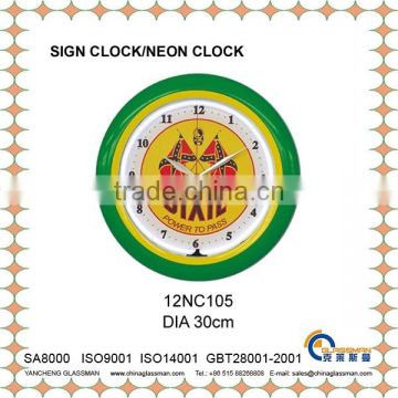DIA 30cm customizable colorful neon clock LED clock wall clock 12NC105