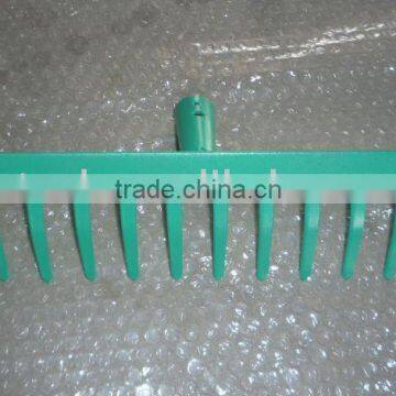 green painted rake head