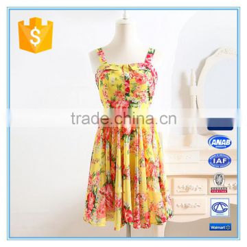 Lady Fashion Floral Printed Beach Dress Chiffon Prom Club Wear Dress Cute Style