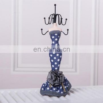 38*9*9cm dots Model Jewelry Holder & Jewelry Stand & Model Jewelry Display blue color for necklace ring and earring