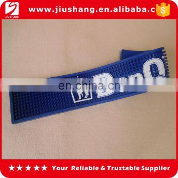 promotional blue color embossed pvc bar mat shot