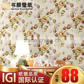 Natural colored cotton flower garden paved Qiangbu TV background wall covering bedroom den sofa bed -3d wall paper designer wall