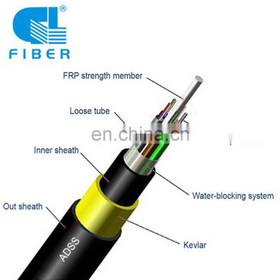 GL kabel gentian optik adss 6 core optical fibre 24f aerial fiber optic cable price