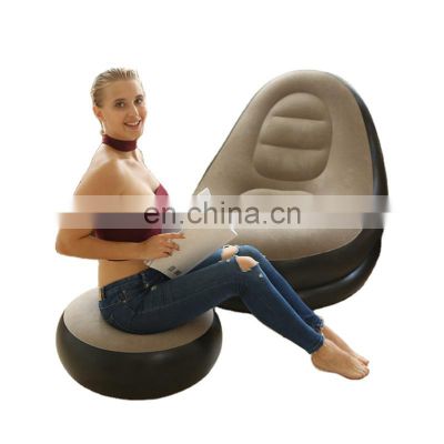 Single luxurious flocking back inflatable sofa,lazy sofa folding loungers, outdoor portable inflatable chair