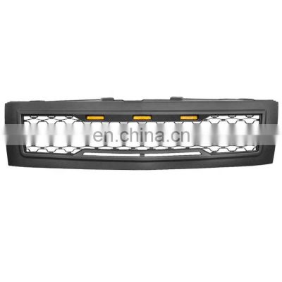 LED Grille Compatible With 2007-2013 Silverado 1500 Front Bumper Hood Mesh Grill With Amber Light