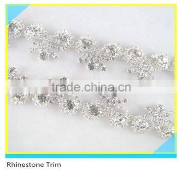 Fashion 888 Crystal Rhinestone Chain Trimming Silver Plated For Dress Decoration