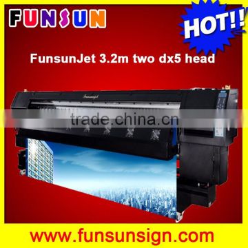 Funsunjet FS3202K 3.2m / 10ft eco solvent vinyl printer with two DX5 heads fast printing speed Strong body