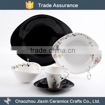 Durable white and black modern ceramic dinner plate sets