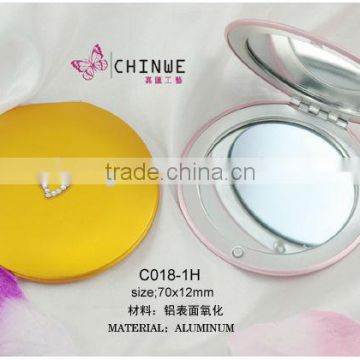 Small round Foldable makeup mirror/Lady favourite handheld professional staninless rail makeup mirror with rhinestones