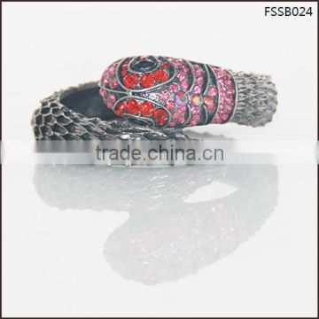 Greatest Decoration Flexible Mosaic Rhinestone Stainless Steel Snake Bracelet For Men