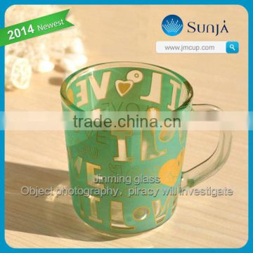 hot selling promotion tea glass mug with logo cute glass cuo with handle