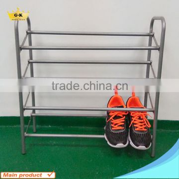 4 Tiers High Quality Steel Shoe Rack with Plastic Parts Grey Powder Coating