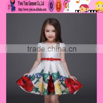 latest flower printed Princess dress baby girls party wear dress cheap selling hand made baby girl dress