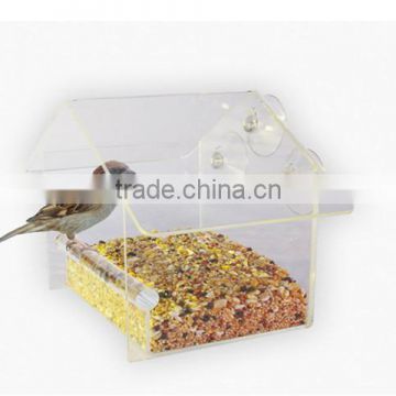 Window Mount Clear Acrylic Bird House Feeder With Suction Cups