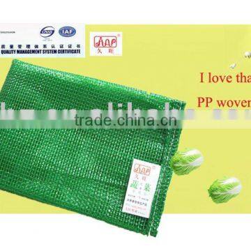 Leno cabbage Packaging green Bags with string logo tag bags