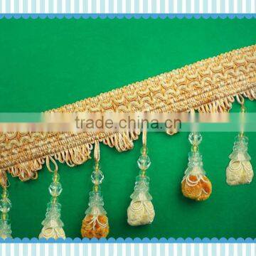 Cotton Pom Pom Fringe with Beads