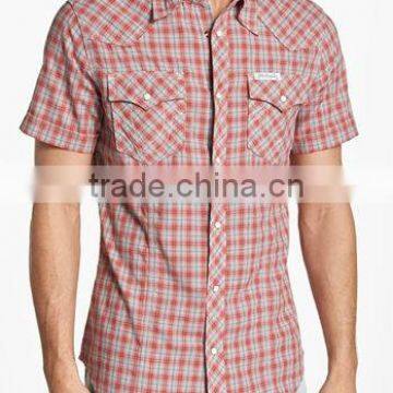 cotton check shirt with pockets for fashion men