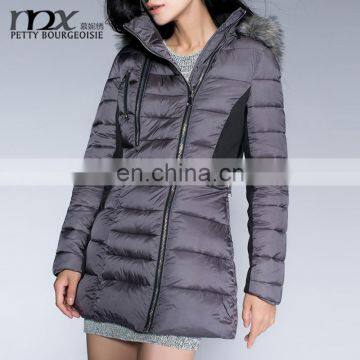 2015 New Women's Fur Collar long women's winter Silver grey down coat