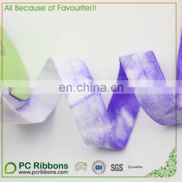 Stock tie dyeing fold over elastic ribbons in cheap price