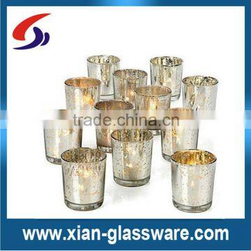 Silver mercury glass votive candle holders