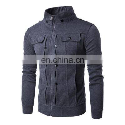 Custom Autumn And Winter Fashion New Men's Stand Collar Zipper Up Sweatshirt Coat