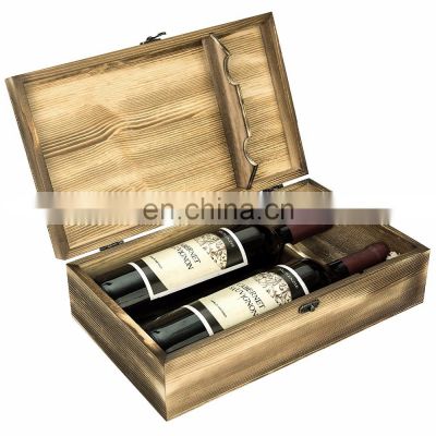 Luxury double Bottle Packaging wood wine box unfinished