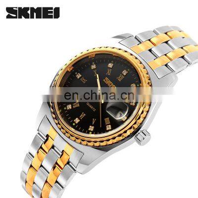 SKMEI Hot sale 9098 Luxury fashion  stainless steel Quartz watch men wrist watch