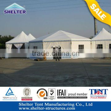Guangzhou aluminum alloy frame fire retardant, UV-protection pvc polygon military tent, army tent for sale