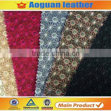 2016 new design shiny delicate lace glitter fabric for fashion shoes and bags A6620