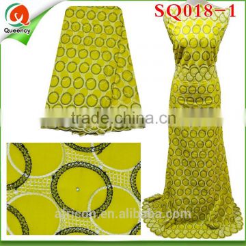 Touch good 5 yards African swiss lace fabric yellow SQ018-1