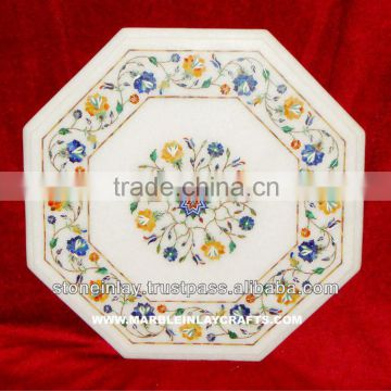 Marble Inlay Table Top, Stone Inlaid Marble Table Top