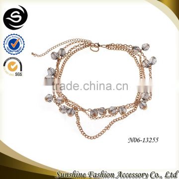 Bead & Chain necklaces for 2015 multi layer necklace plated in gold necklace chain made in China Yiwu
