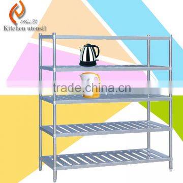 Stable firm tall four or five tiers commercial stainless steel kitchen storage rack shelf with 1.8x0.6x1.7M