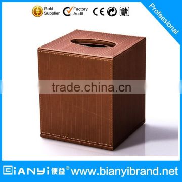 Customized middle size pu leather tissue box for houseware