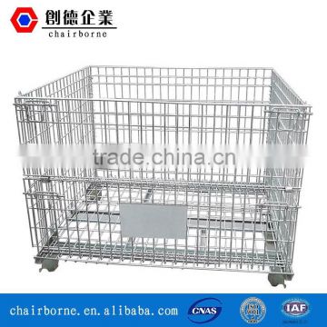 folding stainless warehouse storage wire mesh cage with high quality
