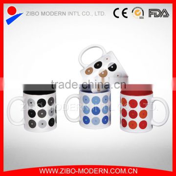 11oz color glaze straight ceramic mug with decal design imprint