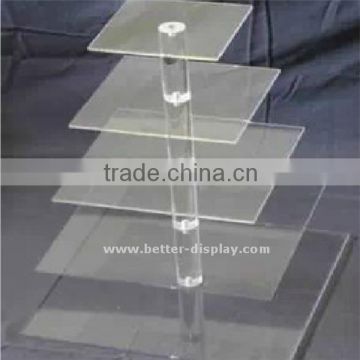 Five Tier Crystal Clear Acrylic Glass Square Wedding Cake Stand Cupcake Tree for Wedding Cupcakes Dessert Tower